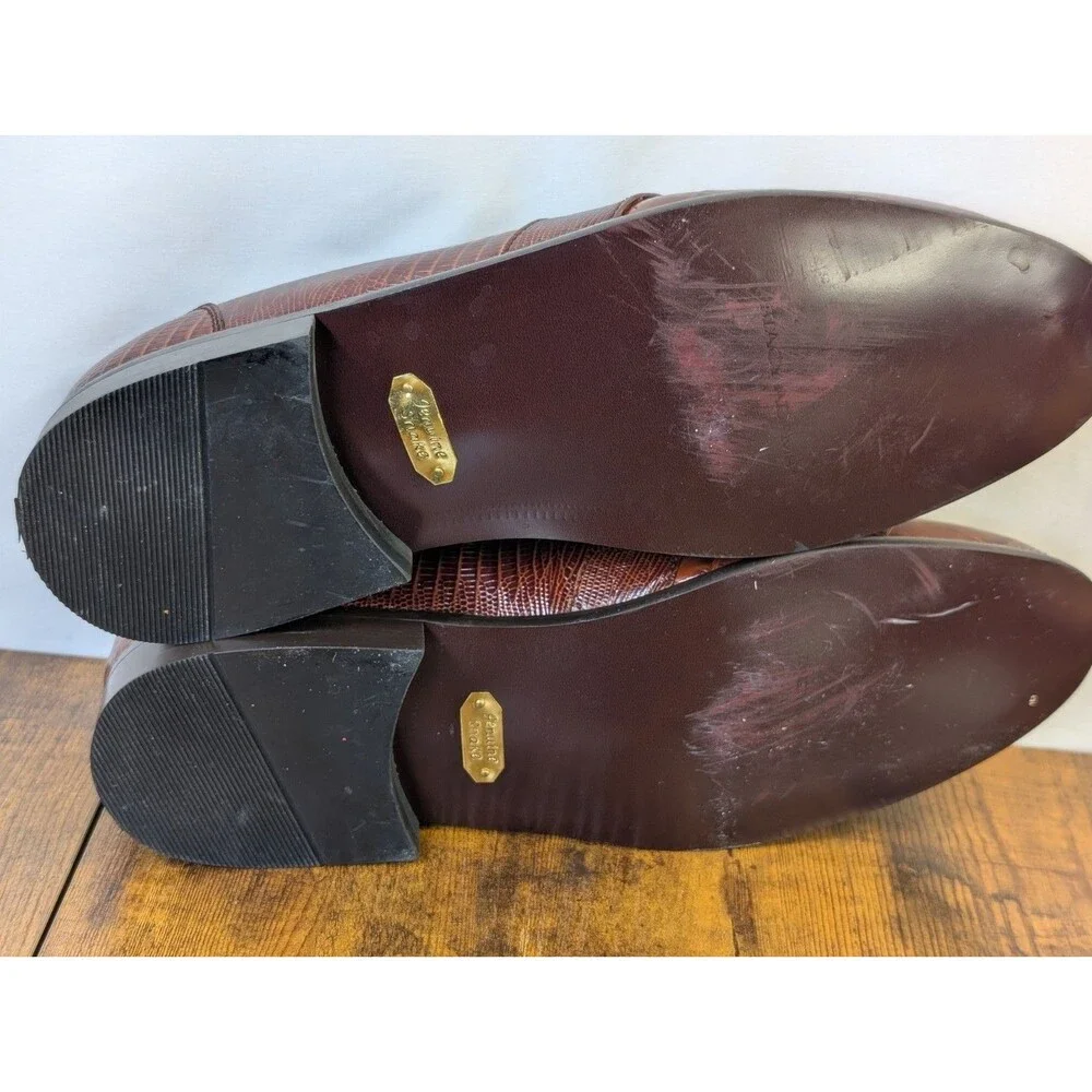 Stacy Adams Santana Tassel Loafers Men’s 8.5 M Cognac Brown Snake Leather 23121